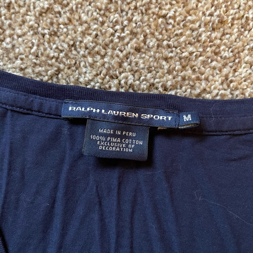 Ralph Lauren Sport Navy Long Sleeve Tee with White Logo Size Medium - Picture 4 of 5